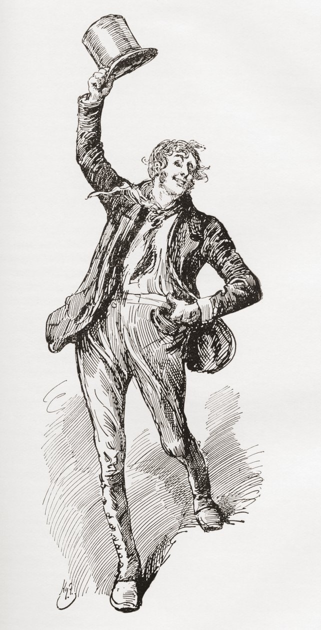 Mark Tapley. Illustration par Harry Furniss pour le roman de Charles Dickens 