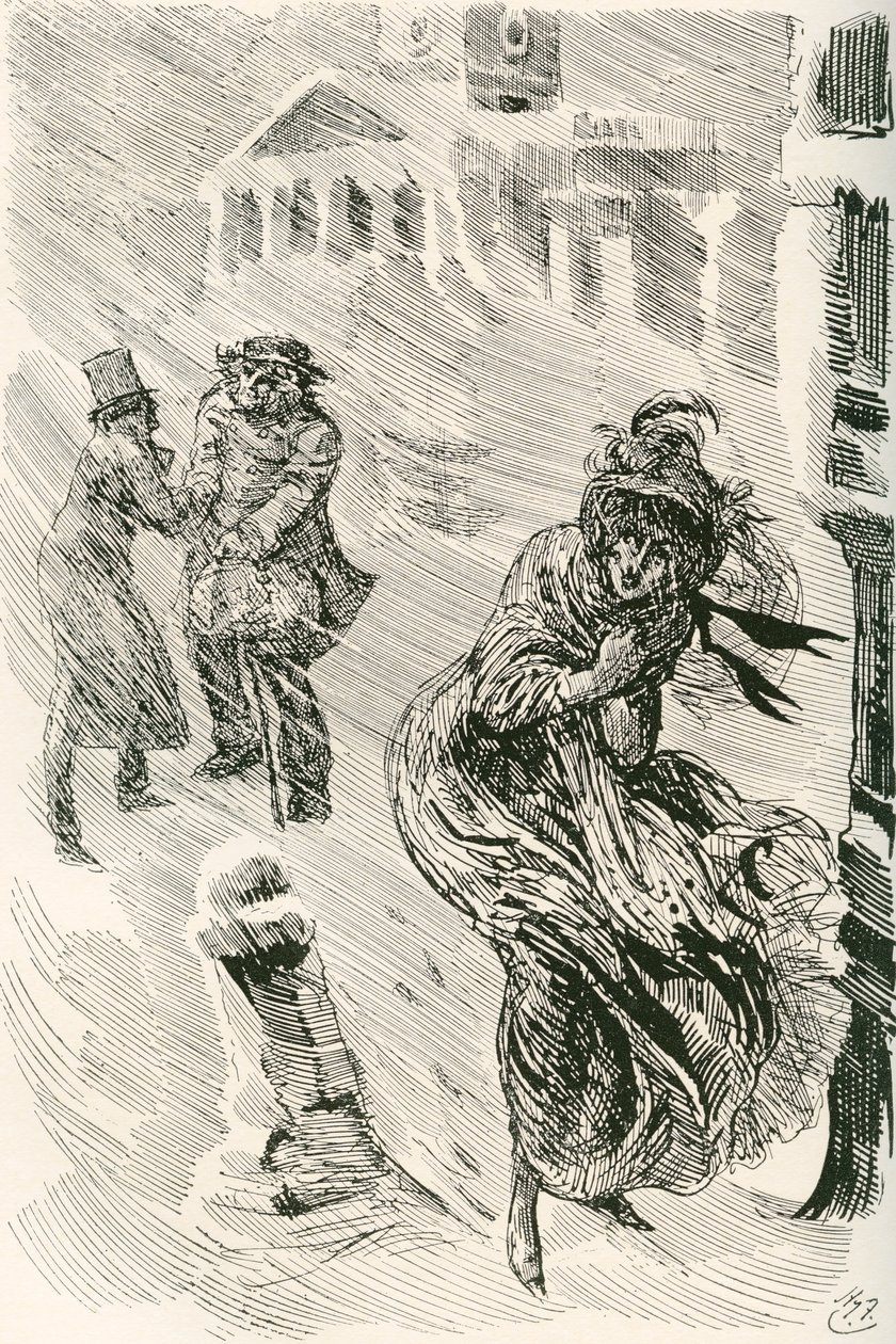 Martha la Vagabonde. Illustration par Harry Furniss pour le roman de Charles Dickens David Copperfield, de l