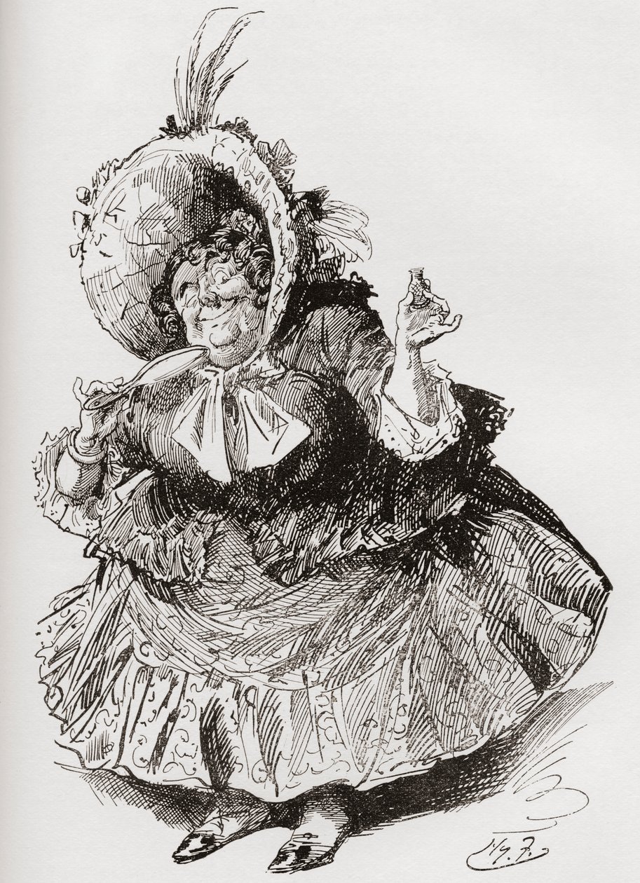 Miss Mowcher. Illustration de Harry Furniss pour le roman de Charles Dickens David Copperfield, de l