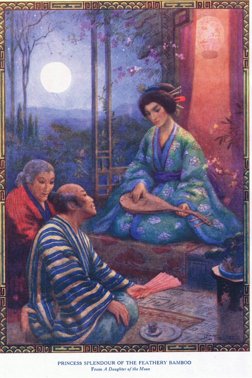 Princesse Splendeur du bambou à plumes (extrait de Fille de la lune) (litho) - Harry George Theaker