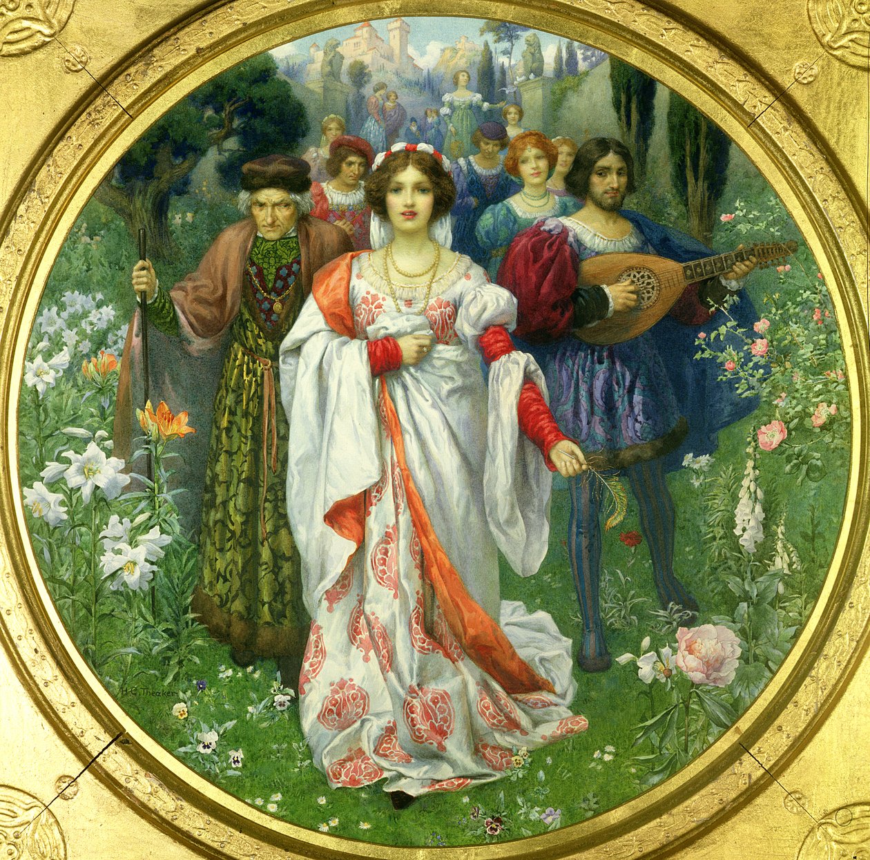 "Quand une reine, morte depuis longtemps, était jeune" (aquarelle) - Harry George Theaker