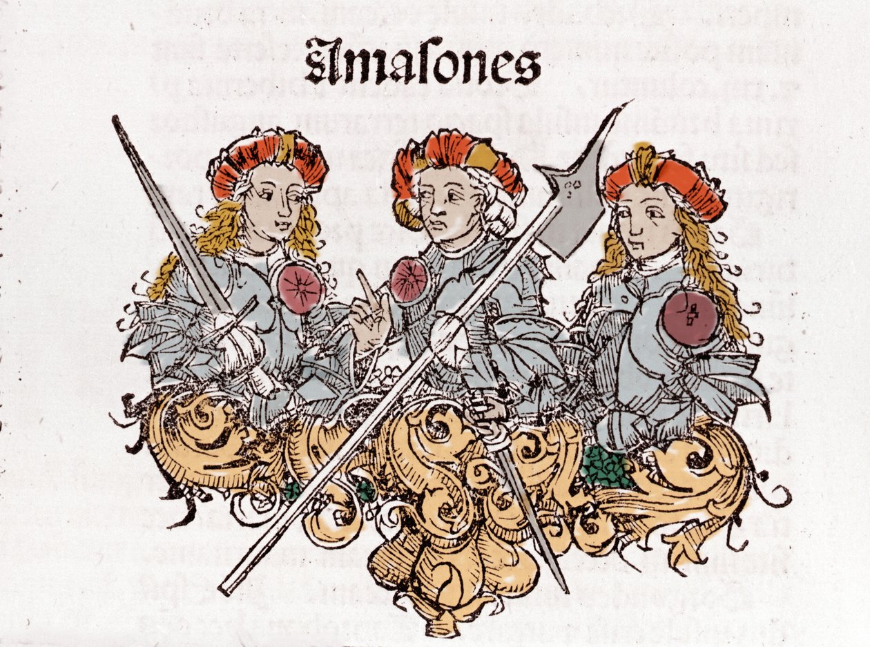 Amazones dans « Liber Chronicarum » de Hartmann Schedel imprimé à Nuremberg en 1493 - Hartmann Schedel