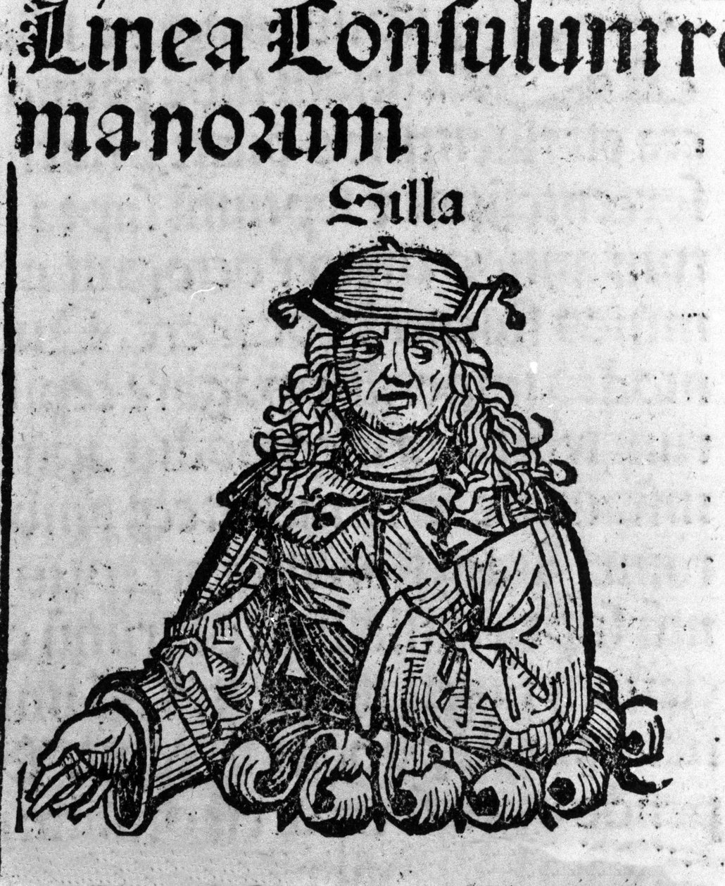 Représentation du politicien romain Lucius Cornelius Sulla (Sylla) (138-68 av. J.-C.) Xylographie des « Chroniques de Nuremberg » par Hartmann Schedel - Hartmann Schedel