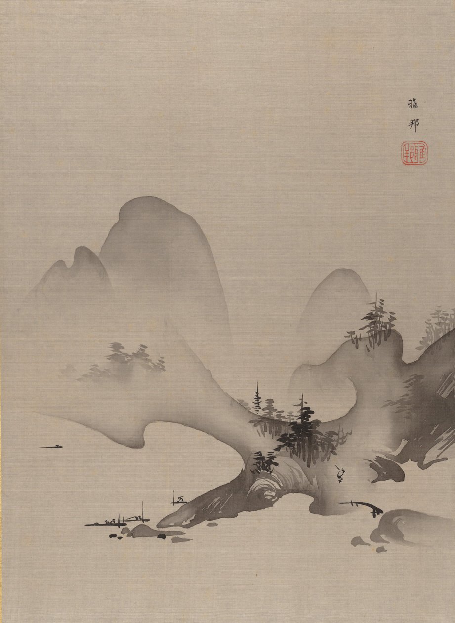 Lac et montagnes, vers 1885-89 - Hashimoto Gaho