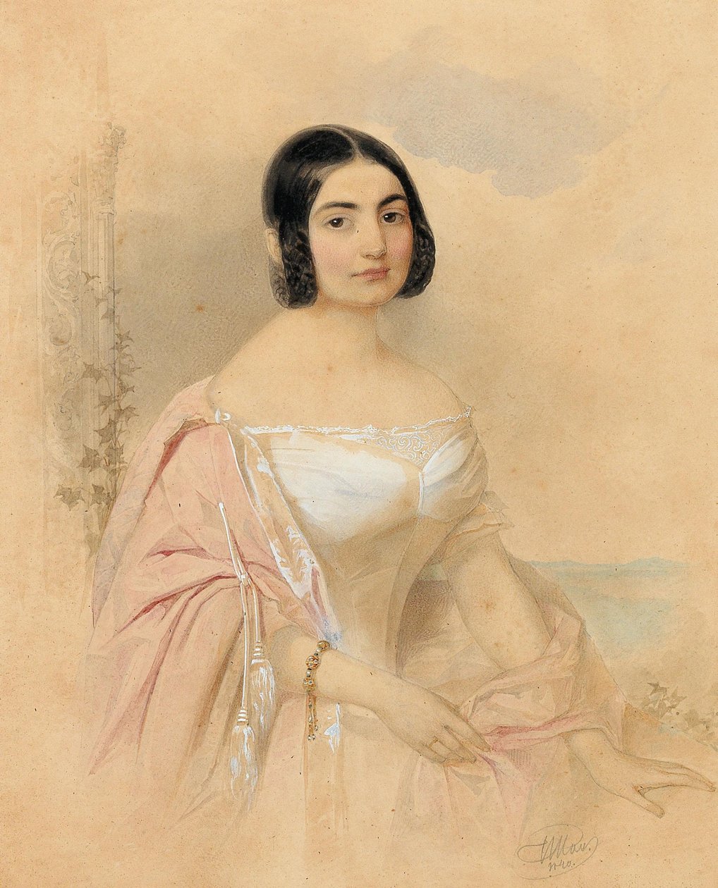 Portrait de la comtesse Marie von Tattenbach, née von Lion, 1840 - Hau