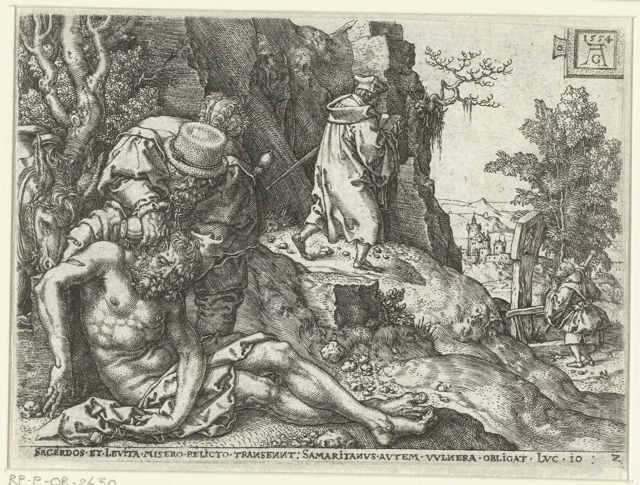 Le Bon Samaritain soigne les blessures - Heinrich Aldegrever