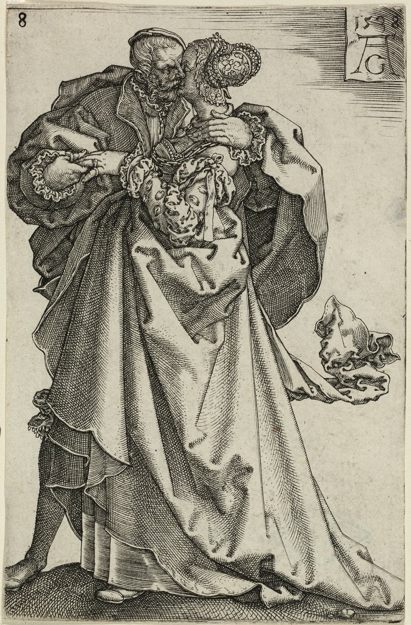 Couple Dansant, planche huit de Les Grands Danseurs de Mariage - Heinrich Aldegrever