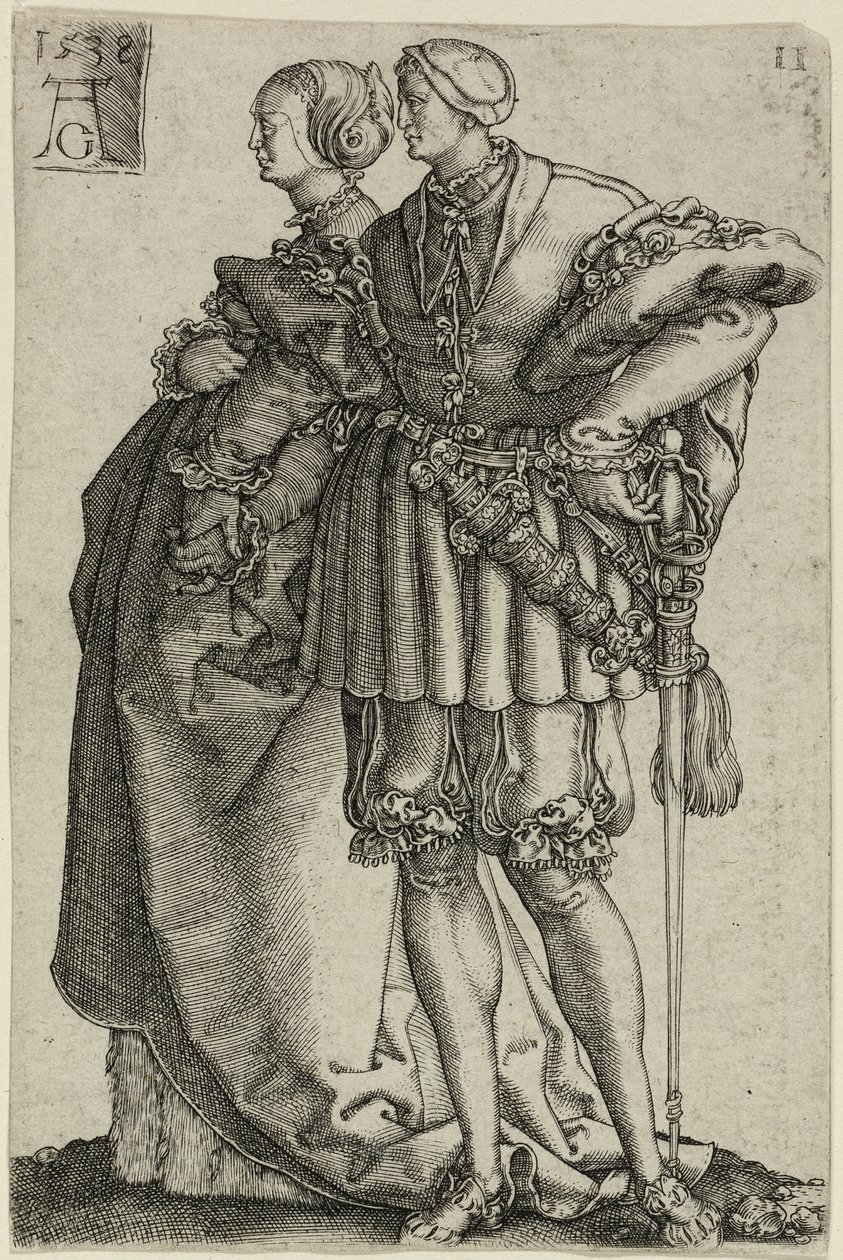 Couple dansant, planche onze de Les grands danseurs de mariage - Heinrich Aldegrever