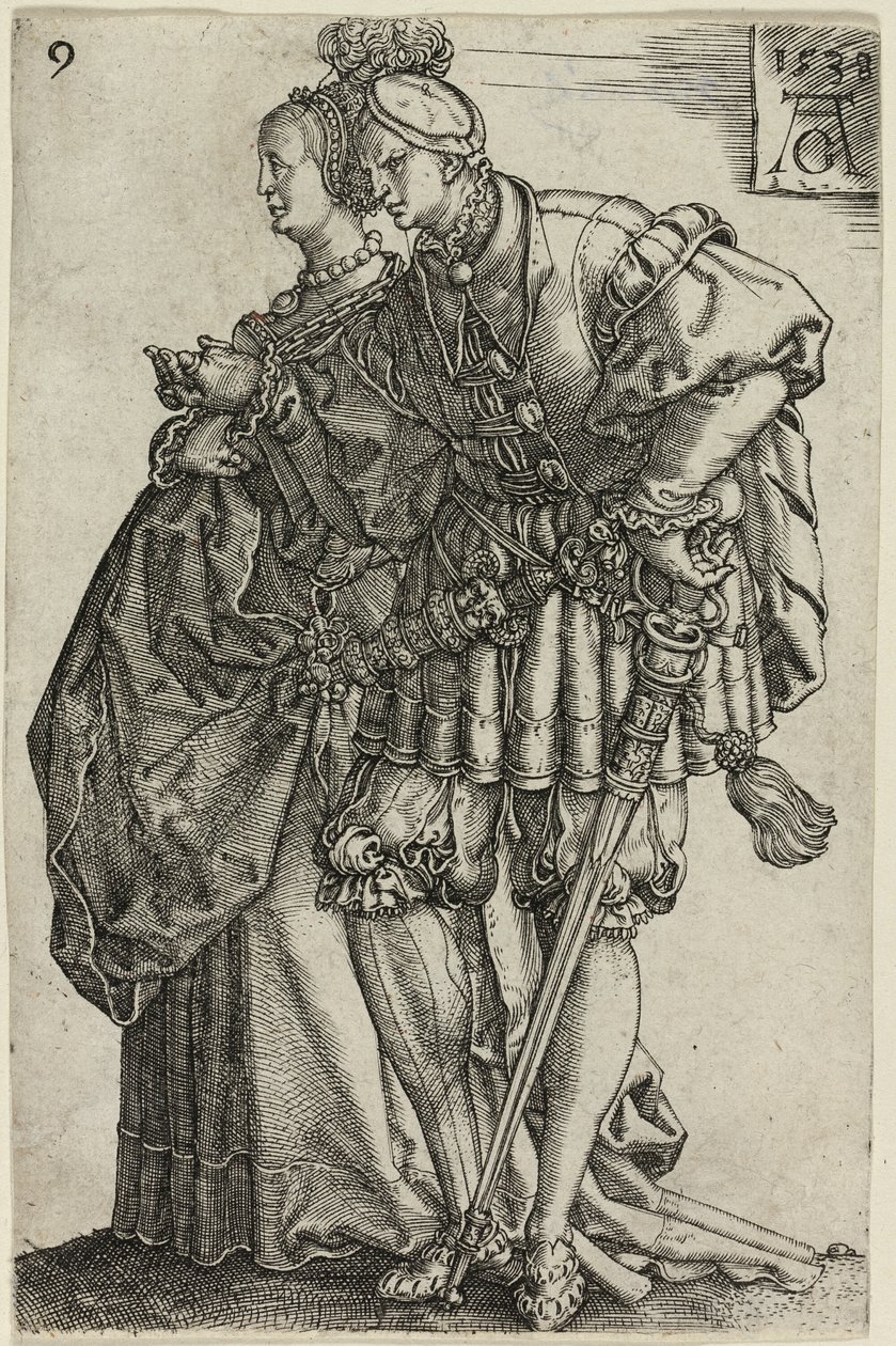 Couple dansant, planche neuf de Les Grands Danseurs de Mariage - Heinrich Aldegrever