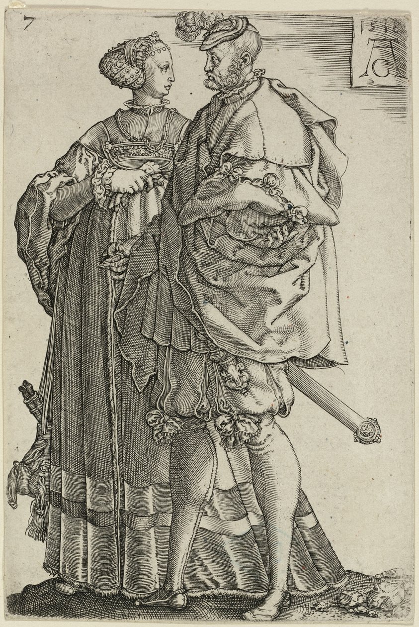 Couple dansant, planche sept de Les grands danseurs de mariage - Heinrich Aldegrever