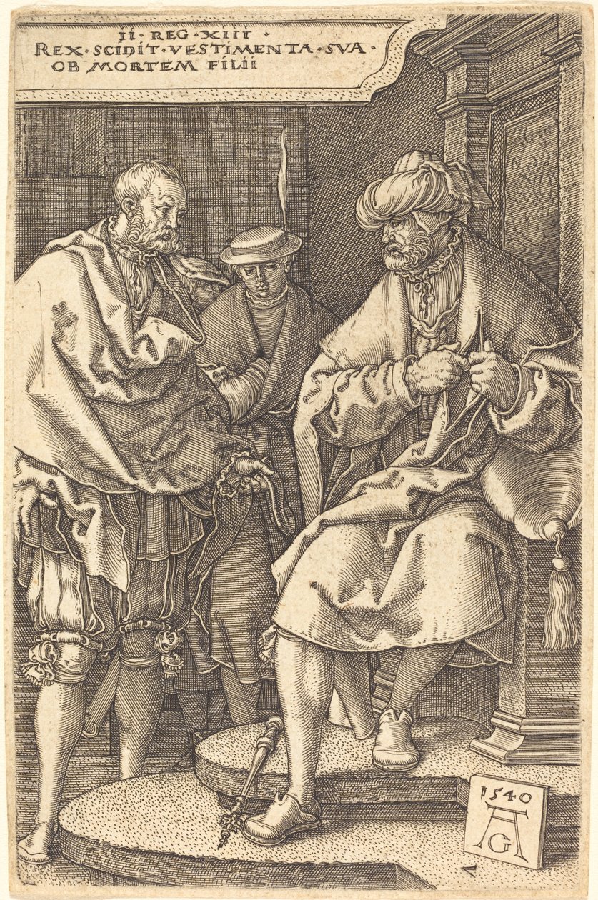 David se déshabillant à la nouvelle de la mort de son fils, 1540 - Heinrich Aldegrever