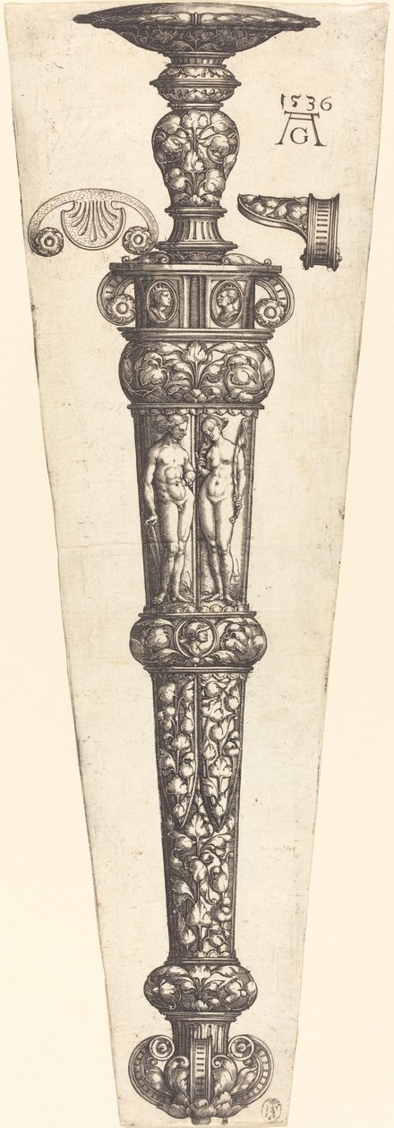 Grand fourreau de dague avec couple nu, 1536 - Heinrich Aldegrever