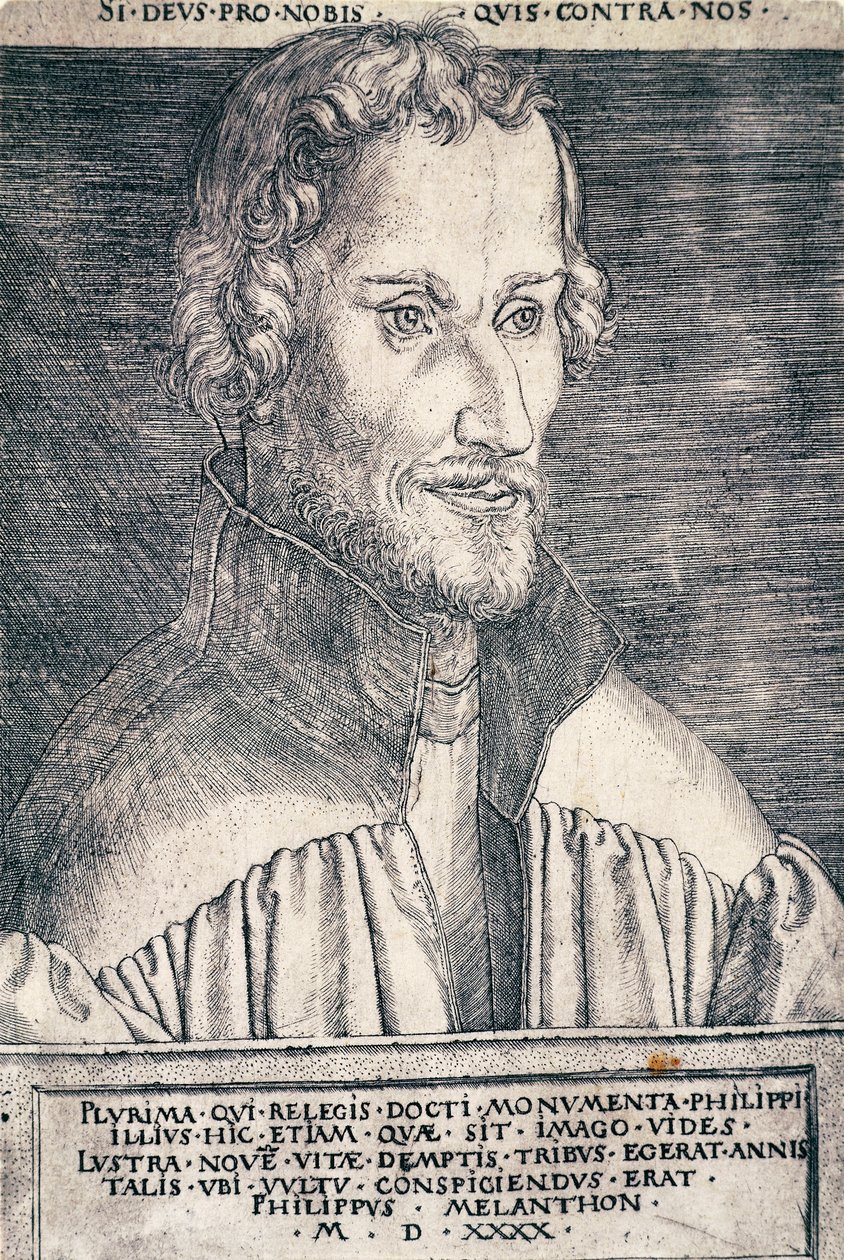 Portrait de Philippe Mélanchthon ou Philipp Schwarzerd (1497-1560), humaniste et théologien allemand, gravure par Heinrich Aldegrever (1502-ca 1561) - Heinrich Aldegrever