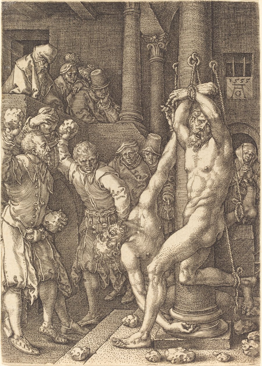 Les deux anciens lapidés par le peuple - Heinrich Aldegrever