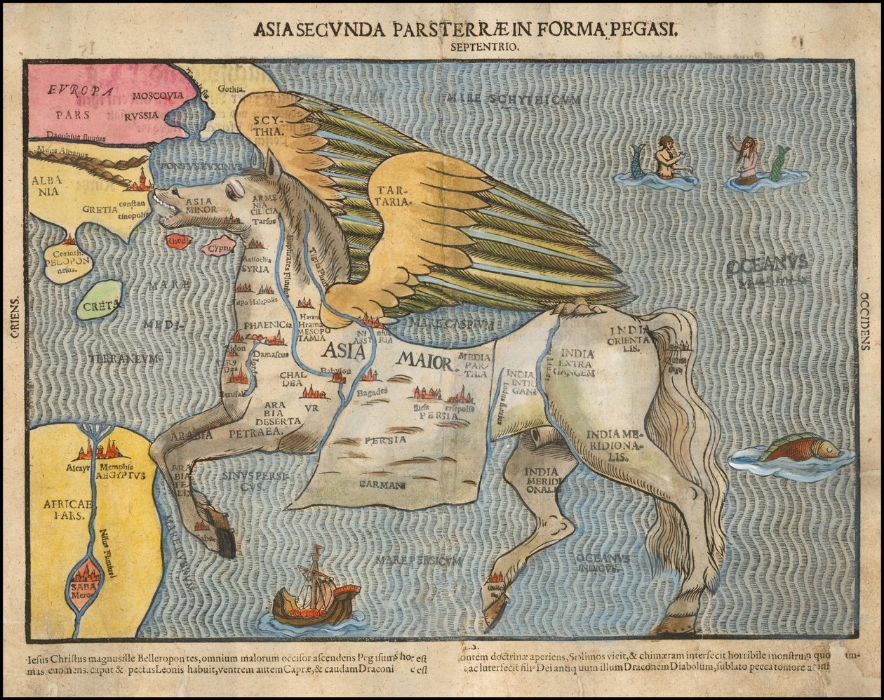 Ca. Carte illustrée de 1581 par Heinrich Bünting, représentant l