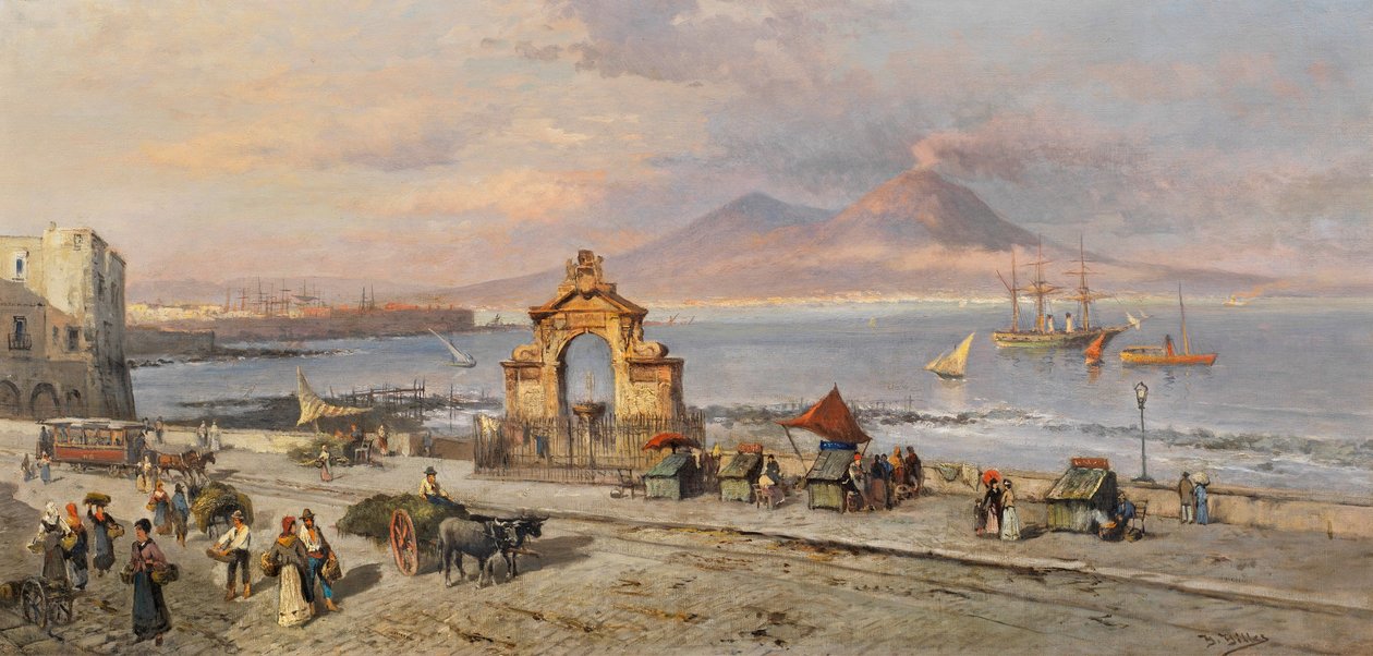Heinrich Hiller - Vue de la baie de Naples avec le Vésuve - Heinrich Hiller