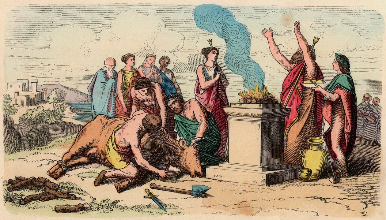 Grèce antique : Sacrifice rituel de taureau - Grèce à l