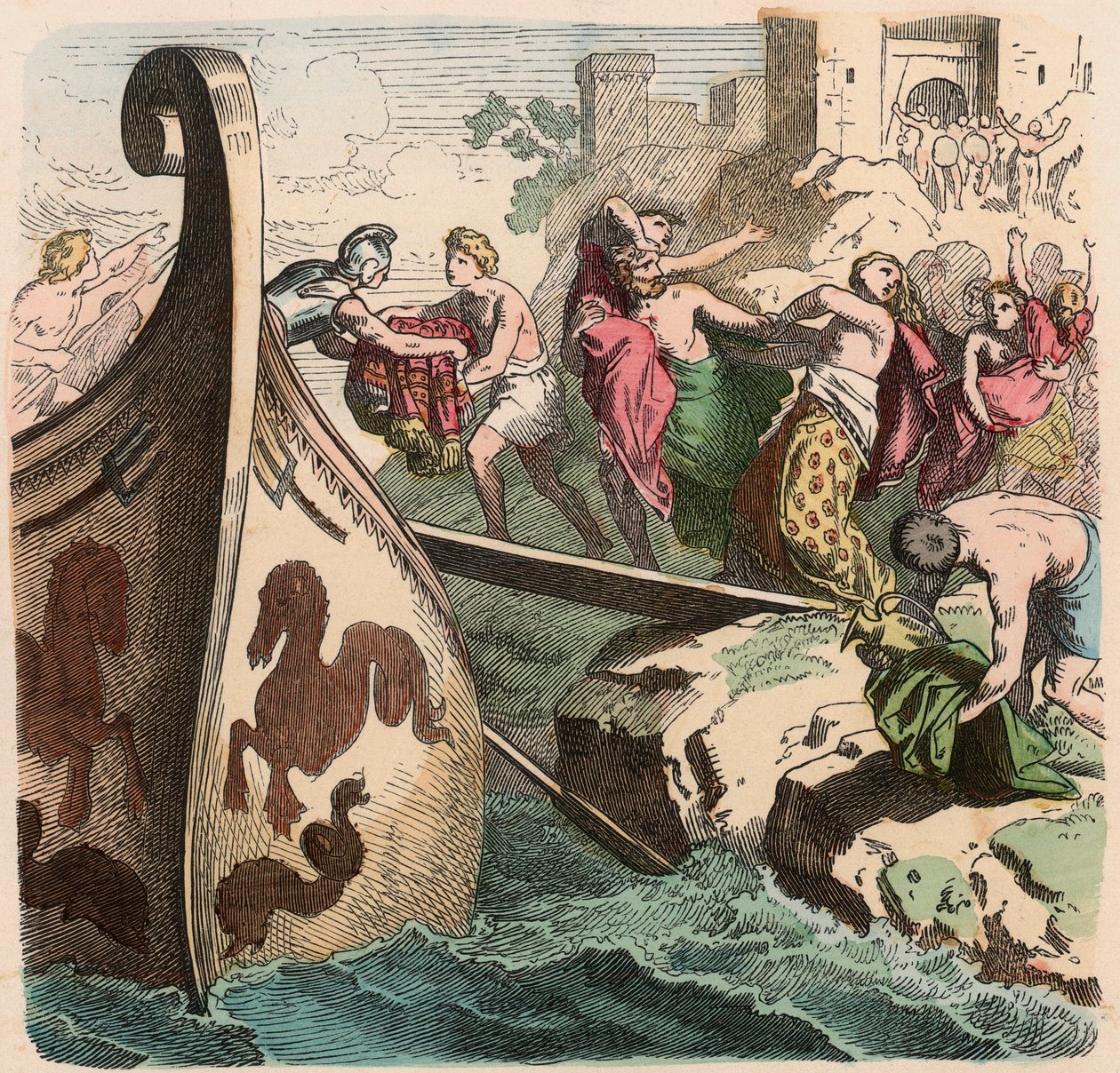 Grèce antique : Voyage en mer, Pirates - Heinrich Leutemann