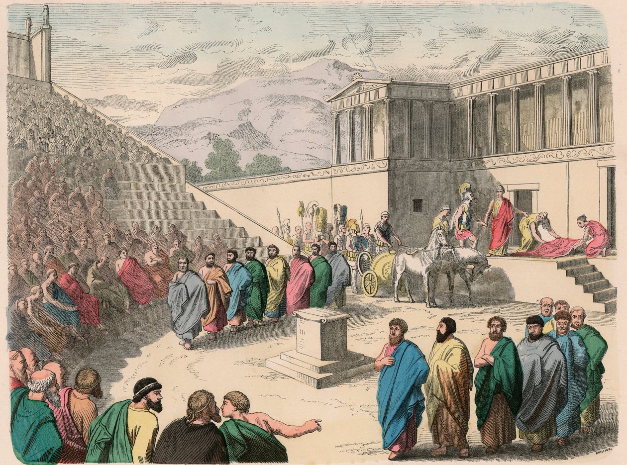 Grèce antique : Théâtre - Production de la tragédie Agamemnon - Heinrich Leutemann
