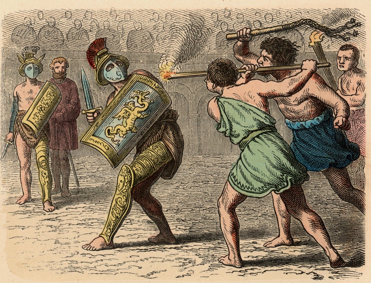 Rome antique : Un gladiateur lâche engagé dans le combat, 1866 - Heinrich Leutemann