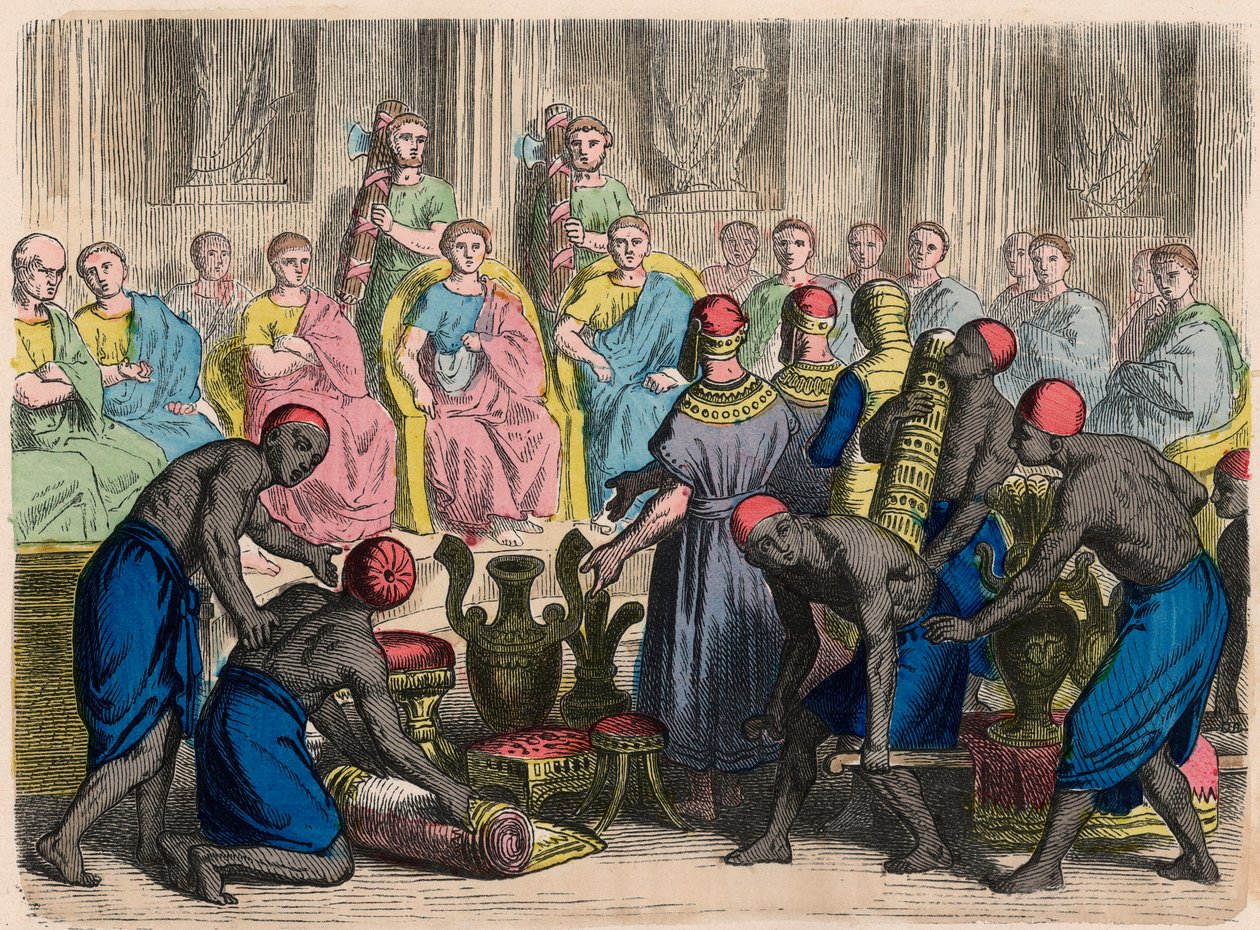 Rome antique : Légation égyptienne avec des présents devant le Sénat - Heinrich Leutemann