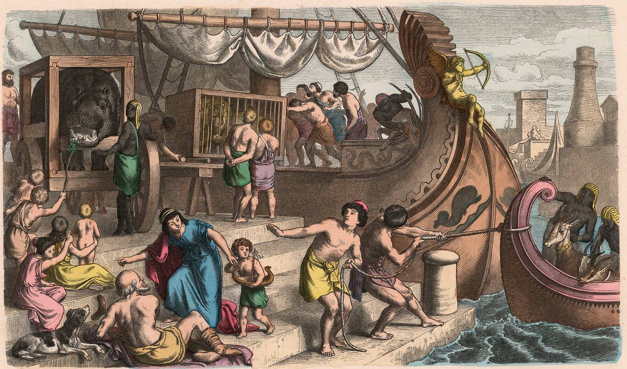 Rome antique : Voyage en mer, les animaux sauvages sont transportés pour le cirque - Heinrich Leutemann