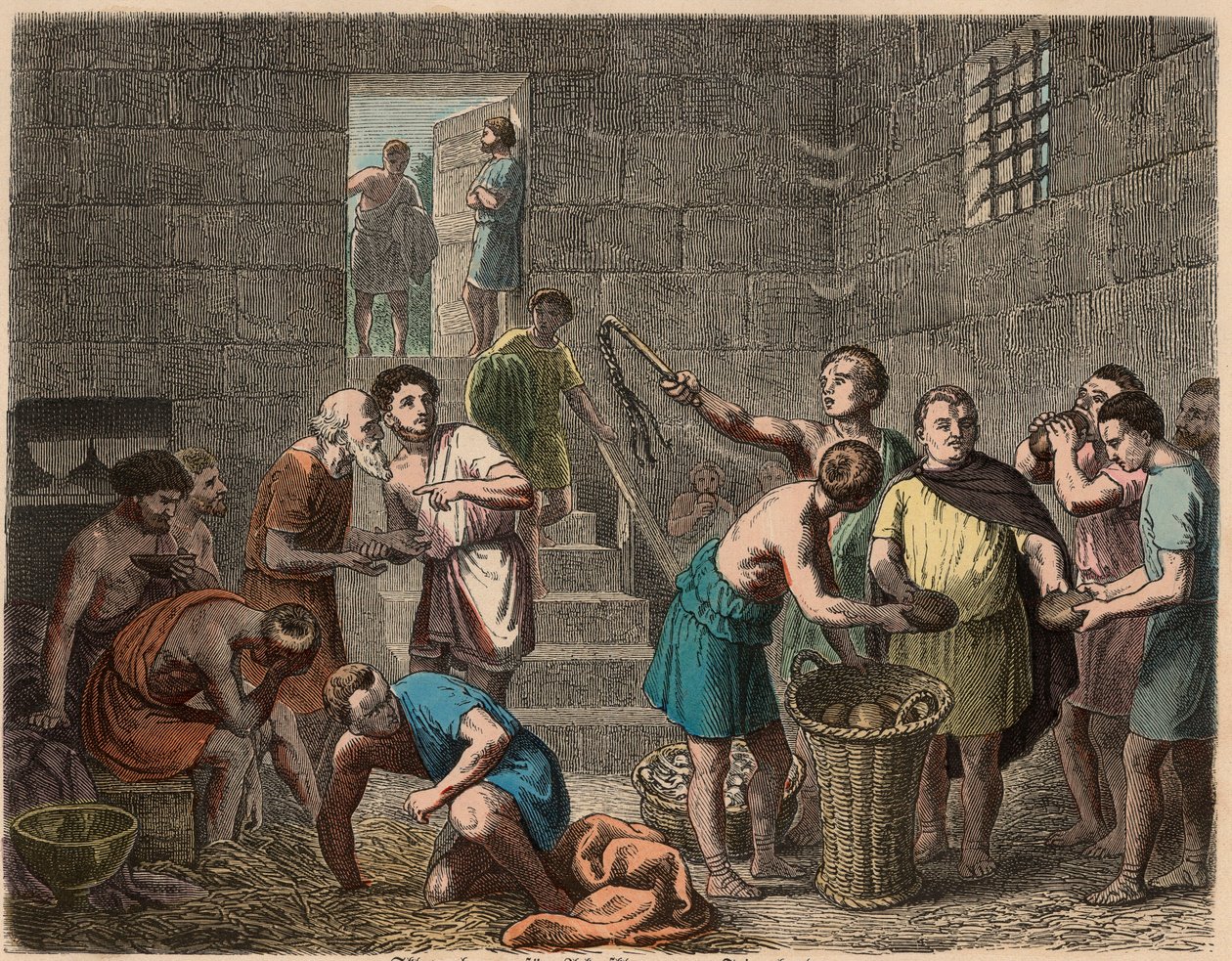 Rome antique : distribution de nourriture aux esclaves le soir, 1866 - Heinrich Leutemann