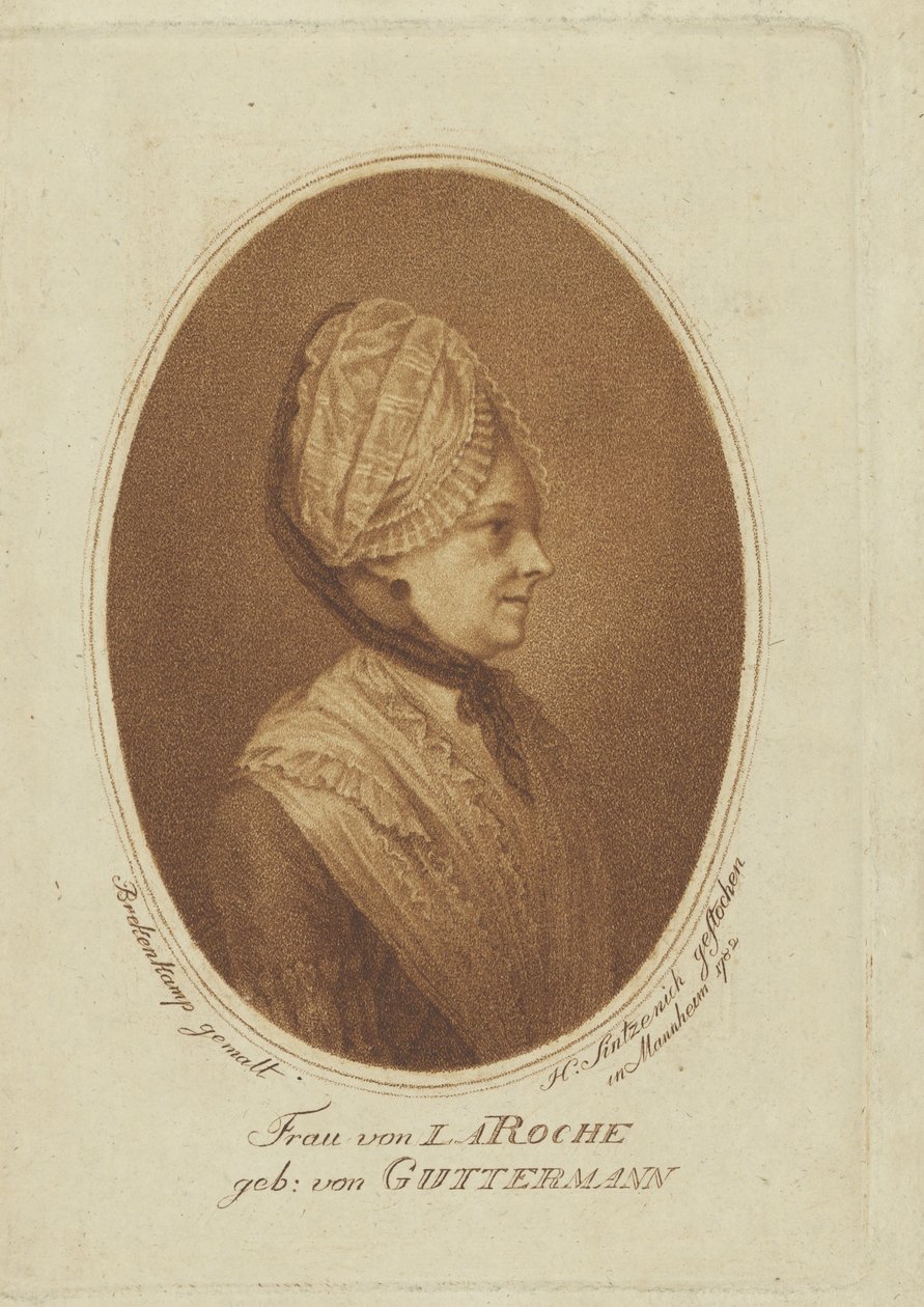 Sophie von La Roche, née Gutermann von Gutershofen 1730-1807, 1782 - Heinrich Sintzenich