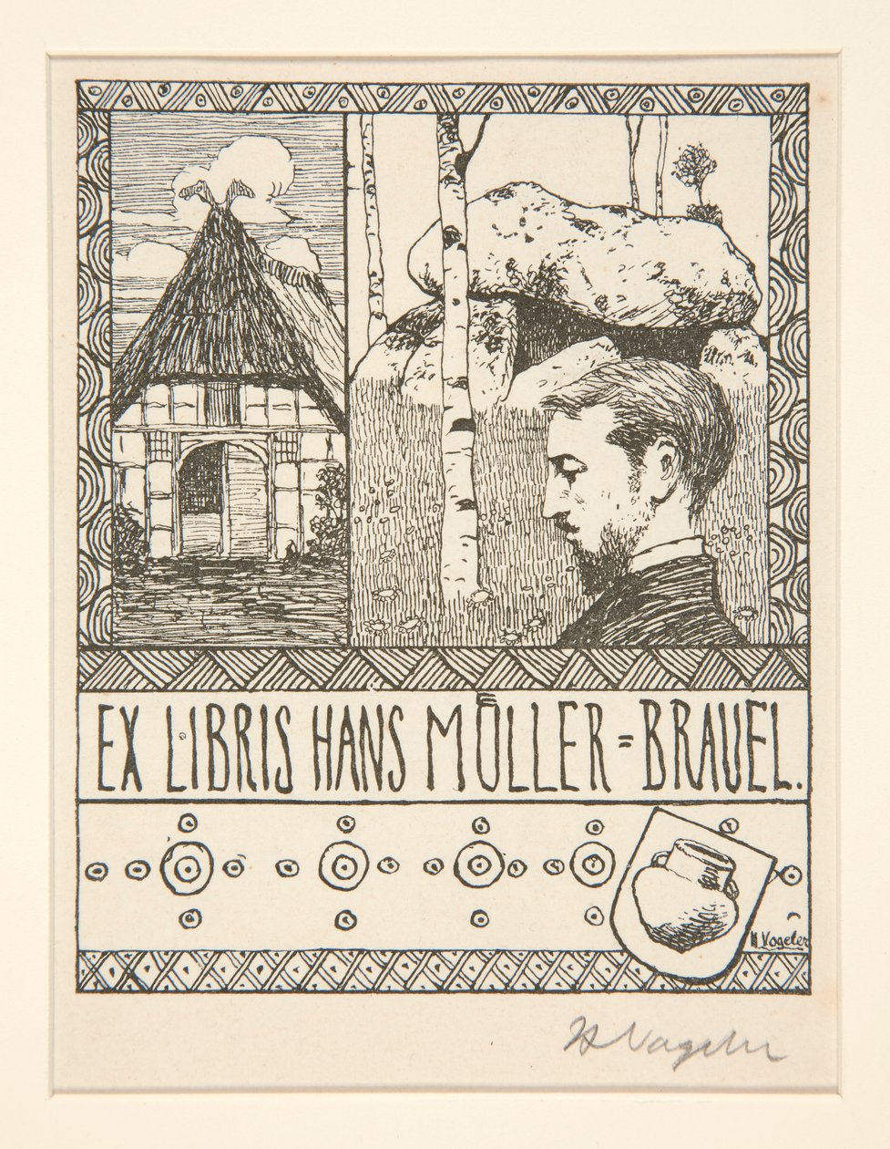 Ex-libris Hans Mueller-Blauel - Heinrich Vogeler