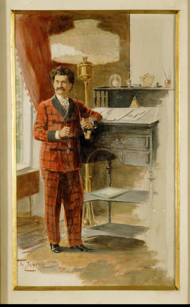 Johann Strauss fils à son bureau... (aquarelle) - Heinrich Zasche