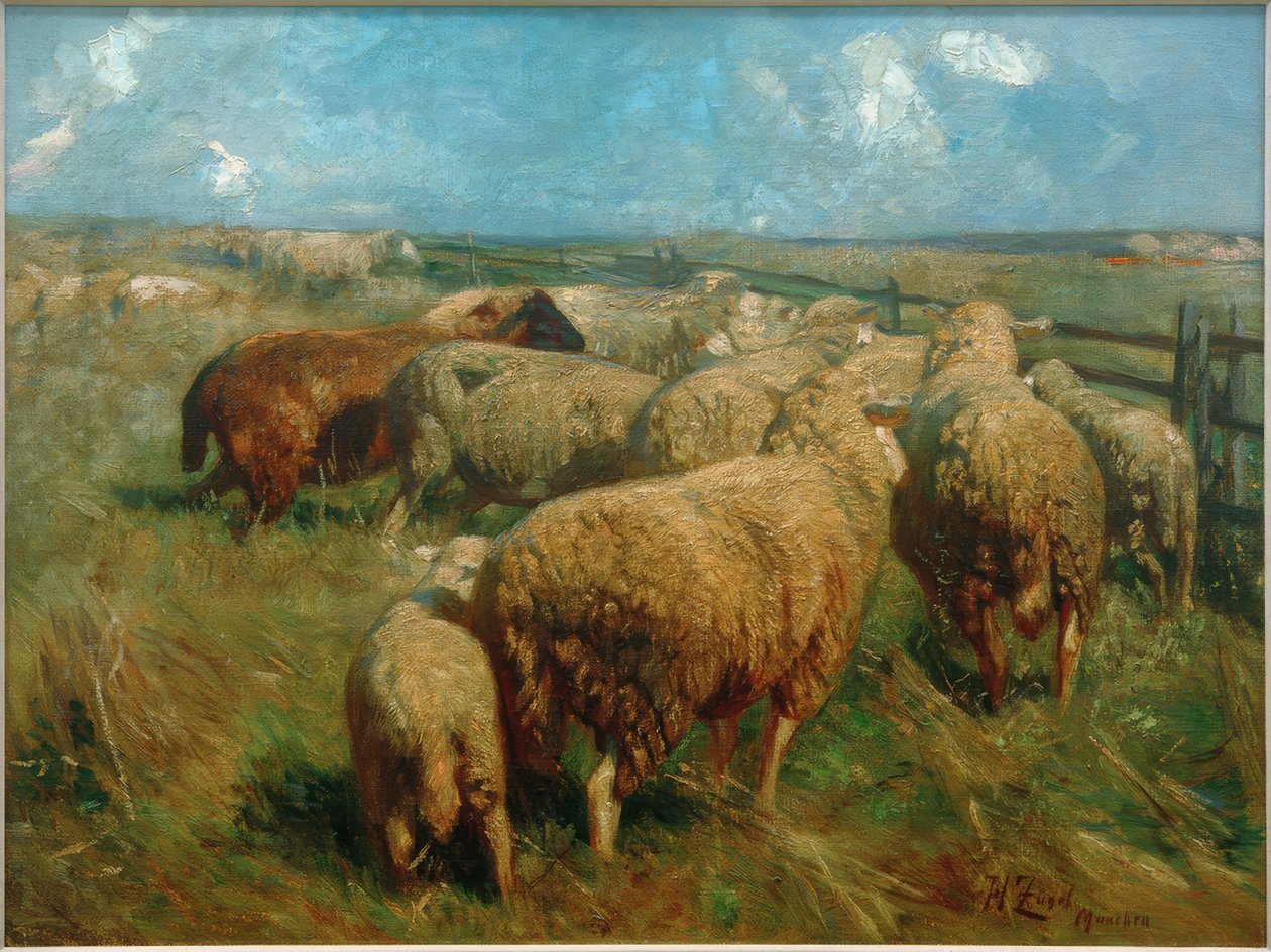Troupeau de moutons en plein été - Heinrich von Zügel