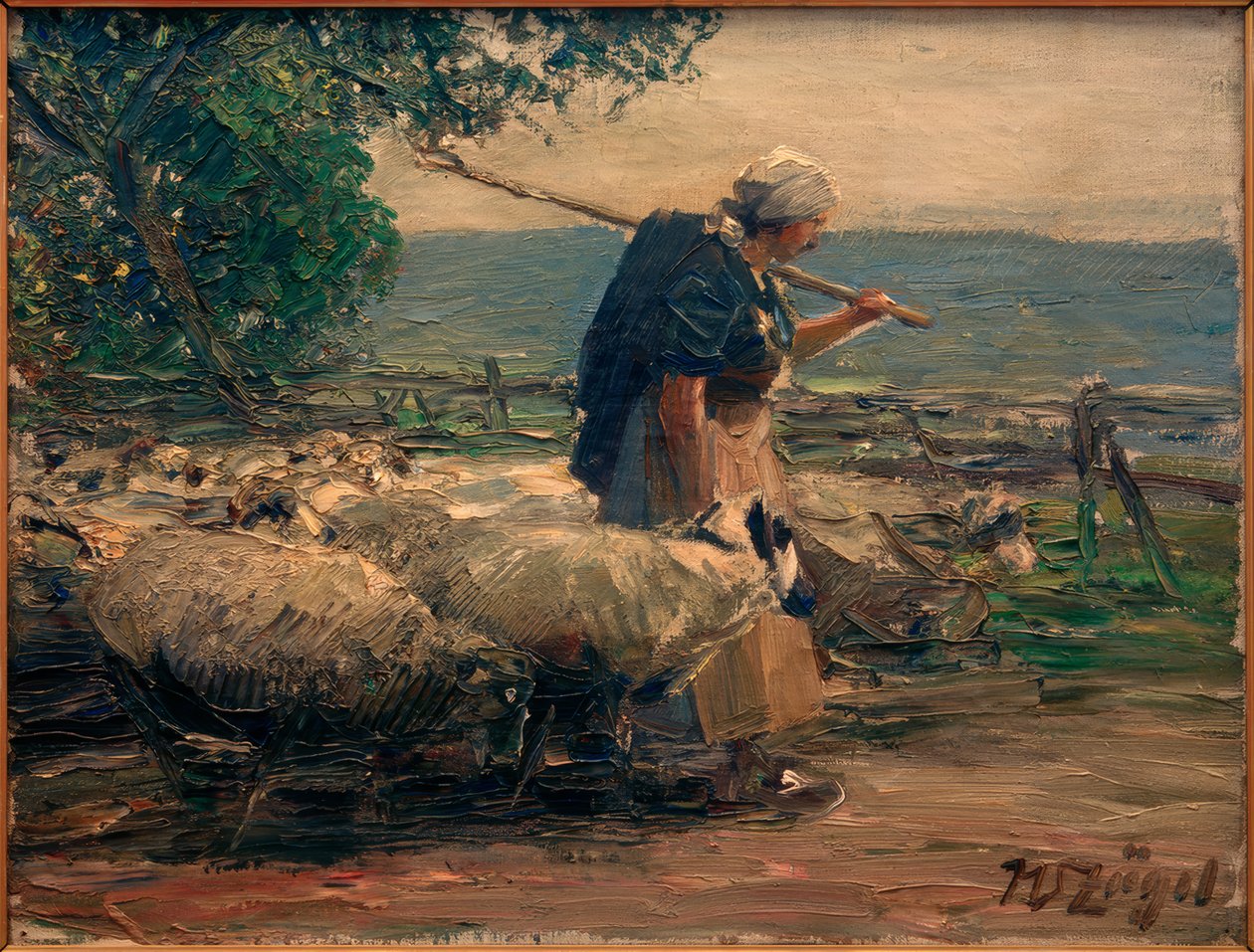 Bergère avec troupeau - Heinrich von Zügel