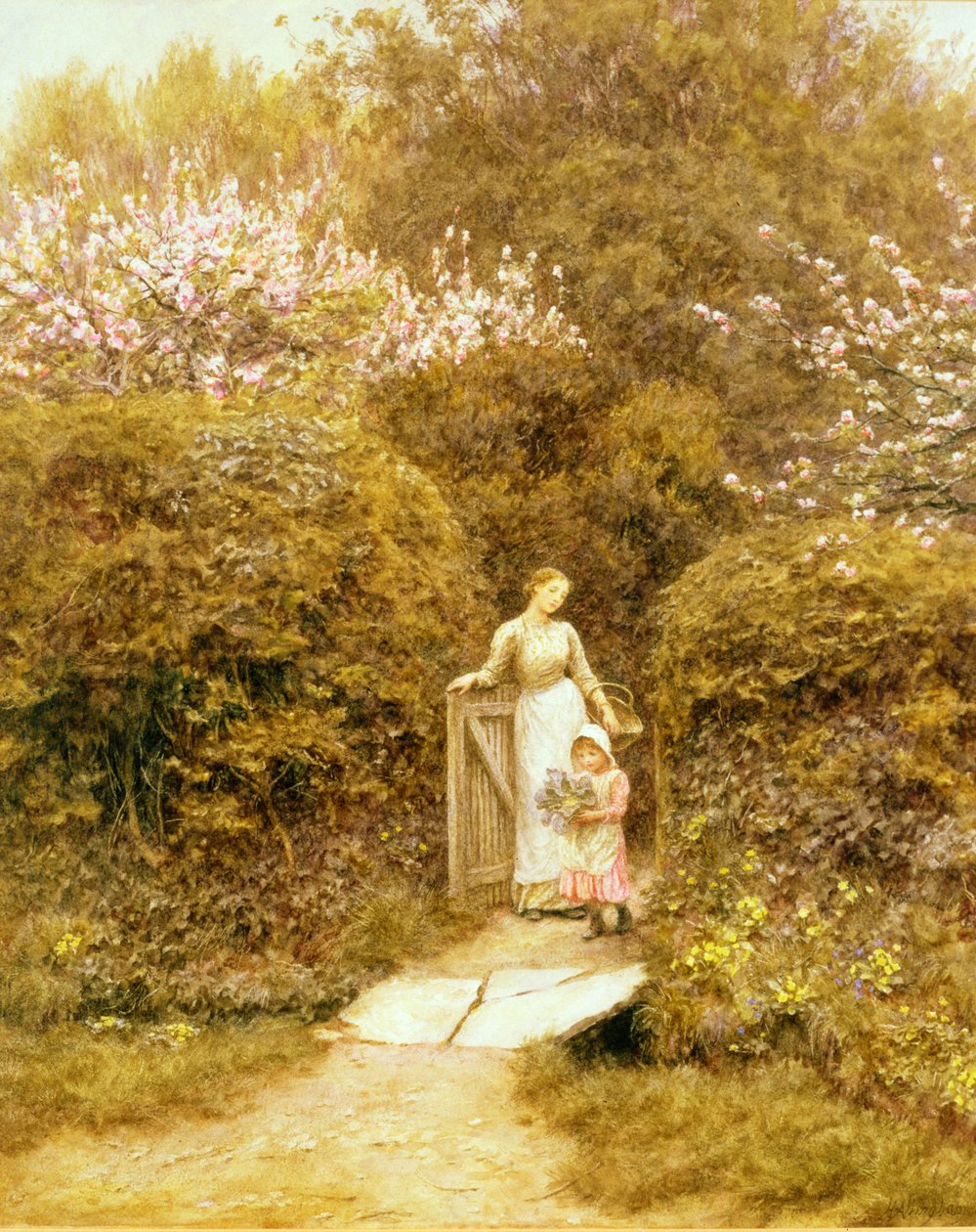 À la porte du cottage - Helen Allingham