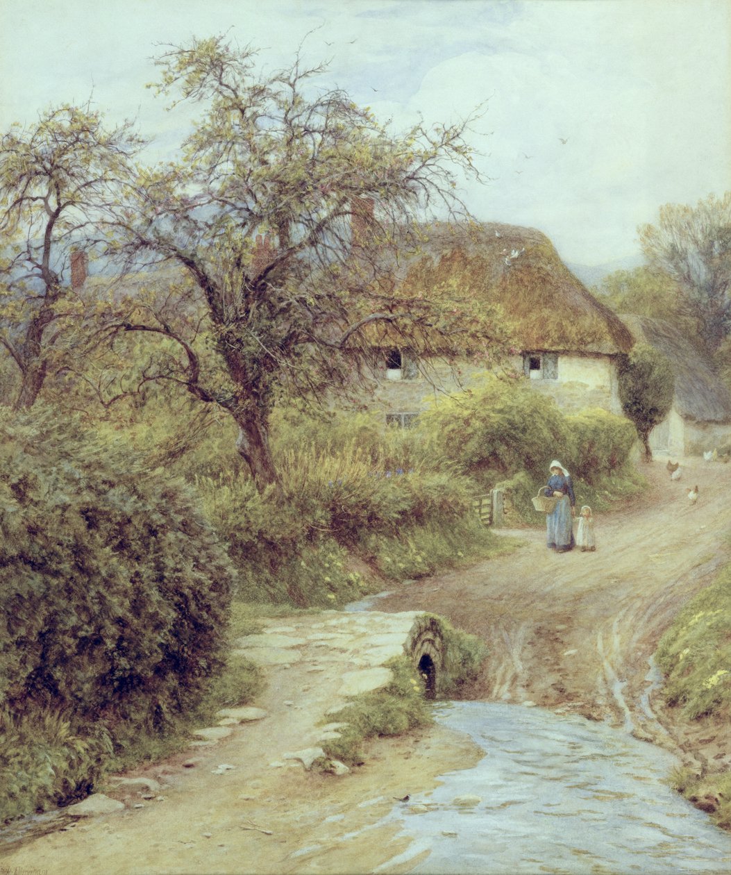 Une ferme sur une colline, Symondsbury, Dorset - Helen Allingham
