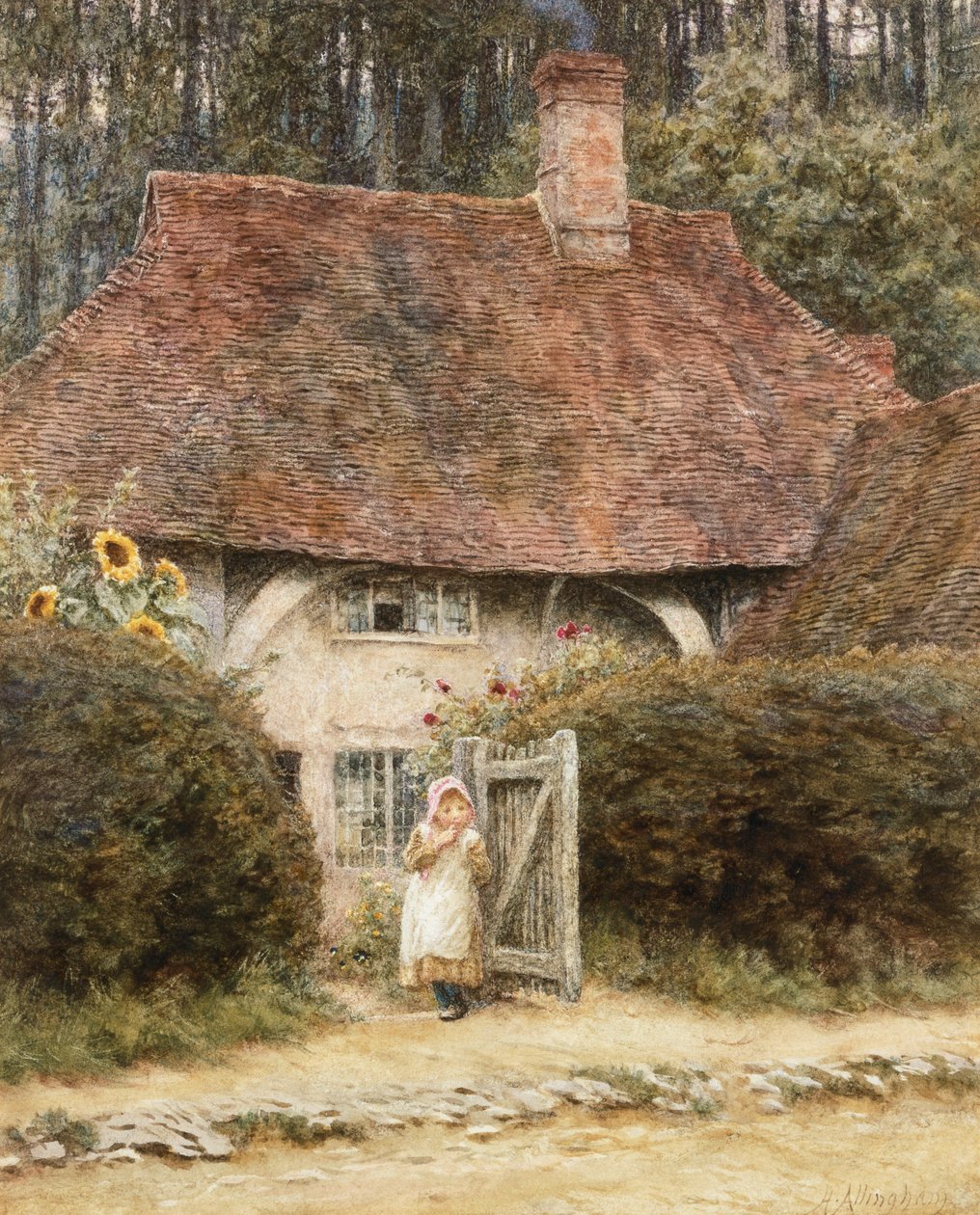 À la porte du cottage - Helen Allingham