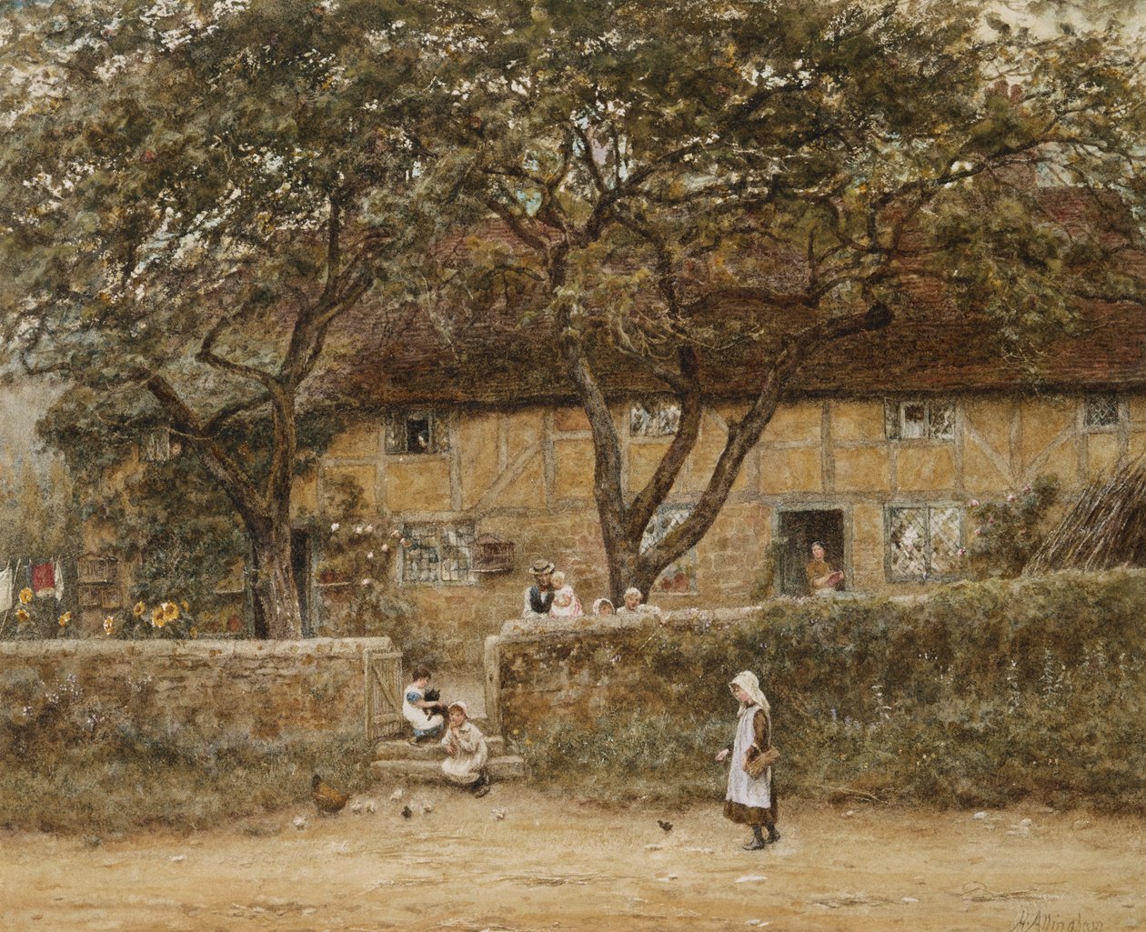Enfants devant un cottage - Helen Allingham