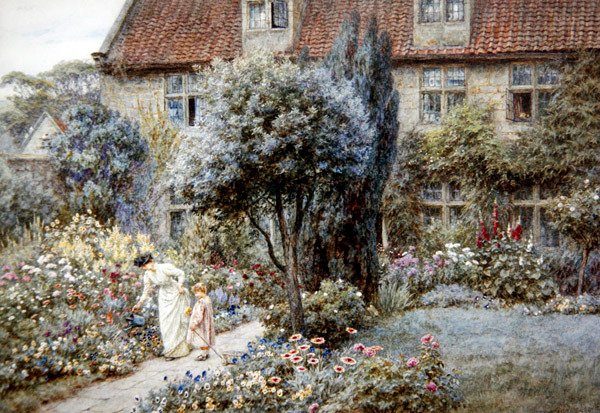 Jardin de la ferme Manor, Yorkshire, vers 1901 - Helen Allingham