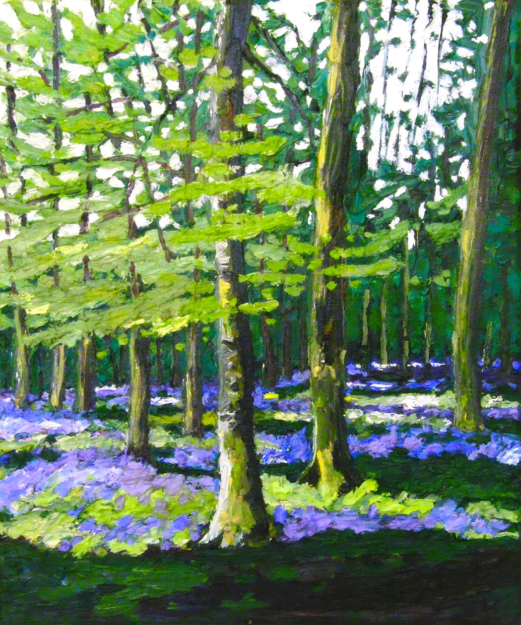 Bois de fleurs bleues, 2009 (huile sur toile) - Helen White