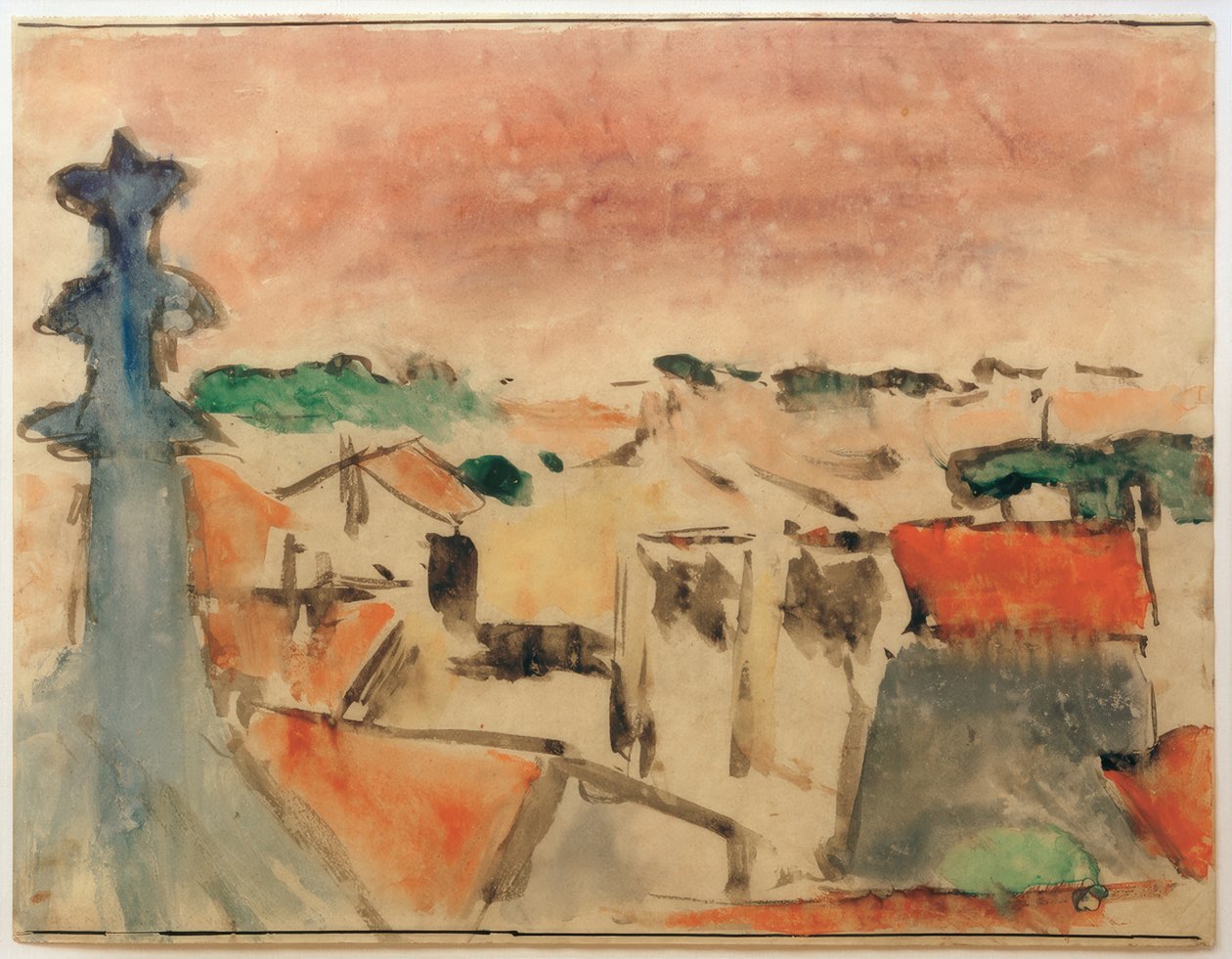Village sous un ciel violet - Helmuth Macke
