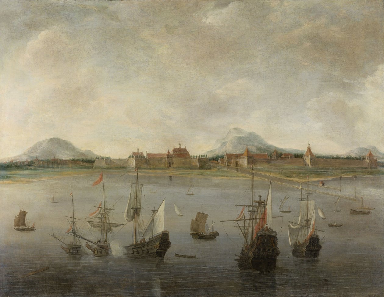 Vue de Batavia avec la chaîne de montagnes du Salak, Pangerango et Gede. 1640-76 - Hendrick Dubbels