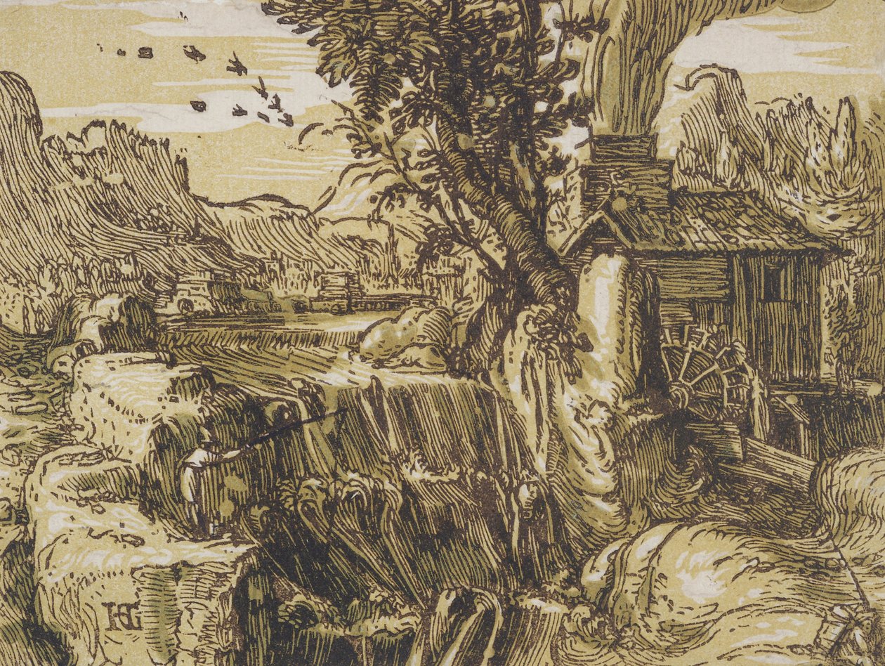 Paysage avec une cascade - Hendrik Goltzius