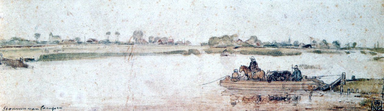 Paysage fluvial avec bac à corde, début du 17ème siècle - Hendrick Avercamp