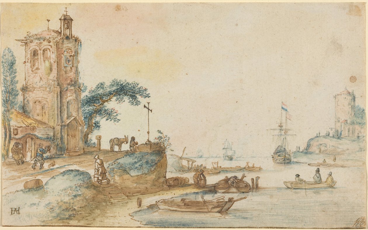 Scène avec une tour à gauche - Hendrick Avercamp