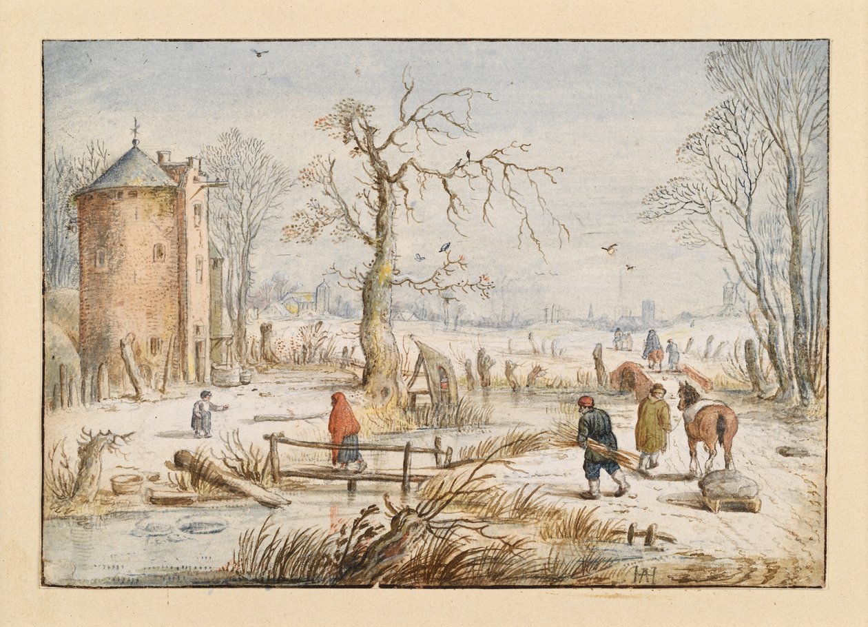 Paysage hivernal avec une tour ronde - Hendrick Avercamp