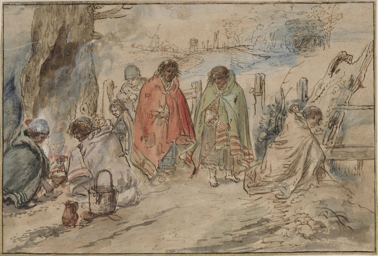 Gitans autour du feu de camp - Hendrick Avercamp