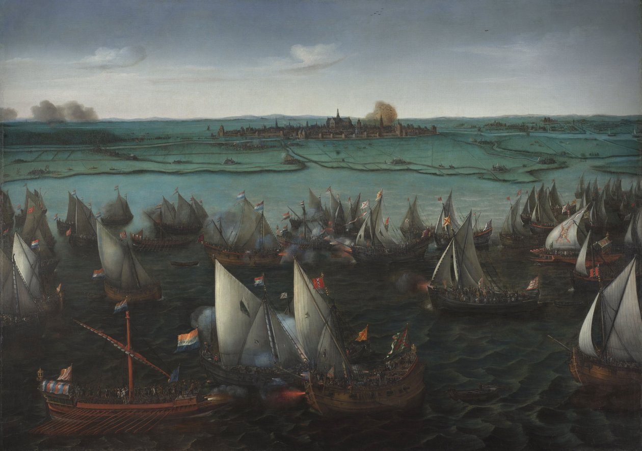 Bataille entre navires néerlandais et espagnols sur le Haarlemmermeer - Hendrick Cornelisz. Vroom