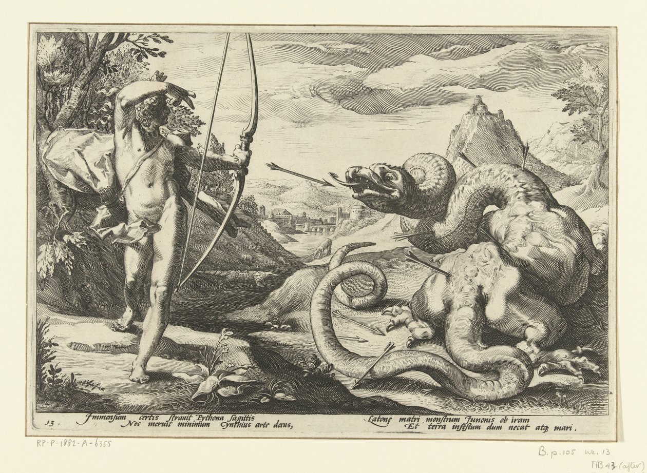 Apollon tue le serpent géant Python (Les Métamorphoses d