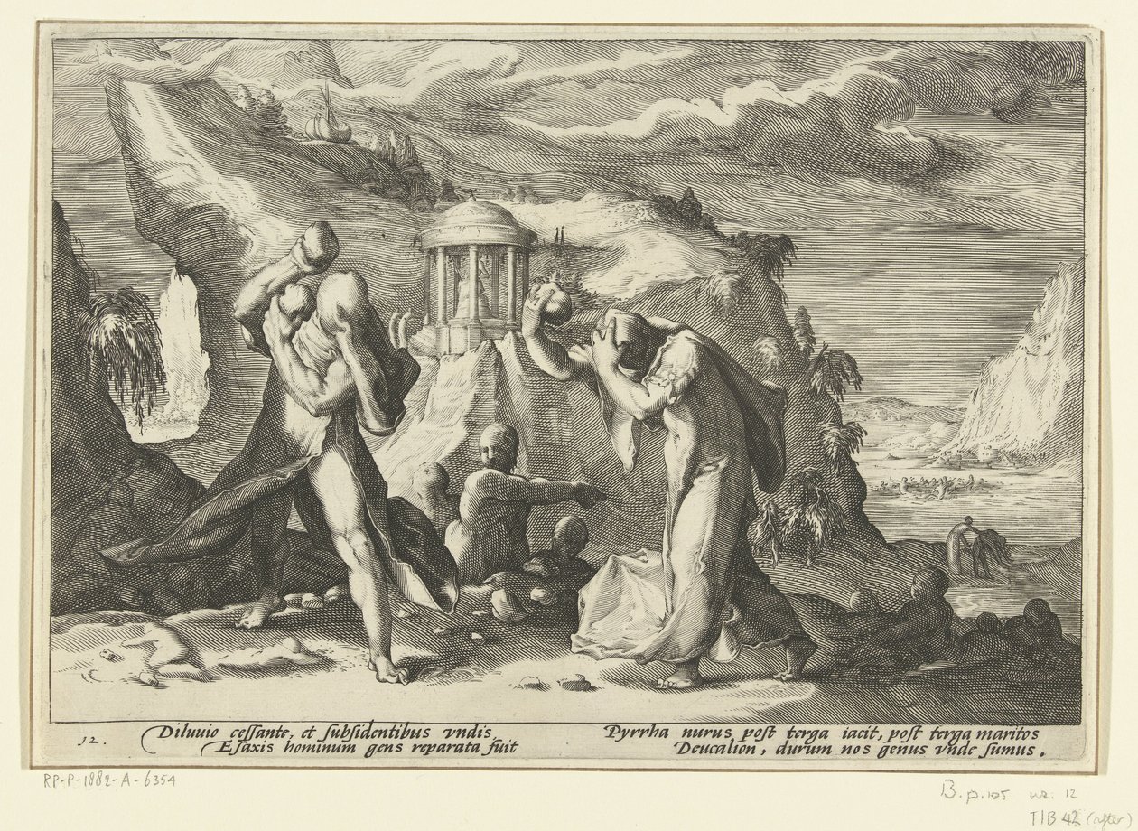 Deucalion et Pyrrha créent une nouvelle race humaine - Hendrick Goltzius (workshop of)