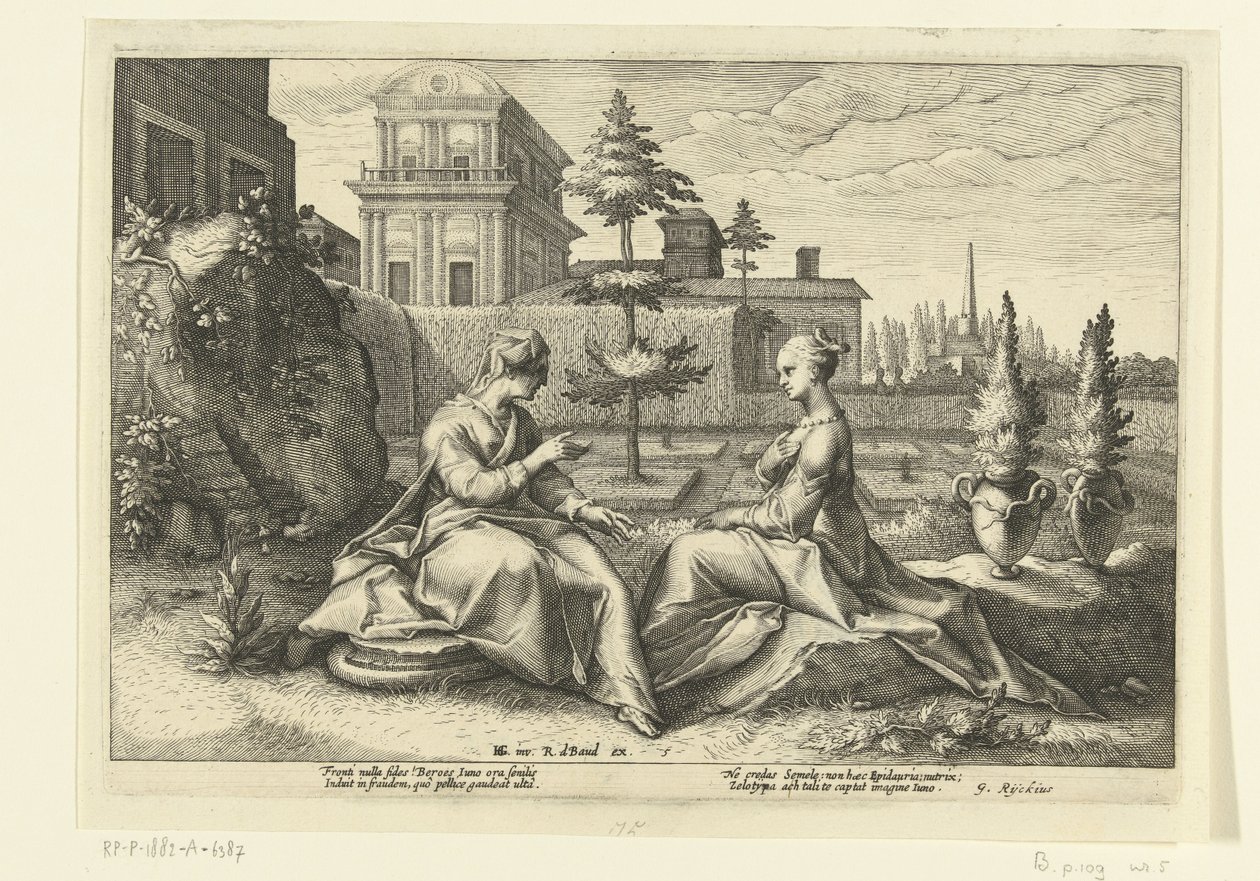 Juno approche Sémélé sous la forme de Béroé - Hendrick Goltzius (workshop of)