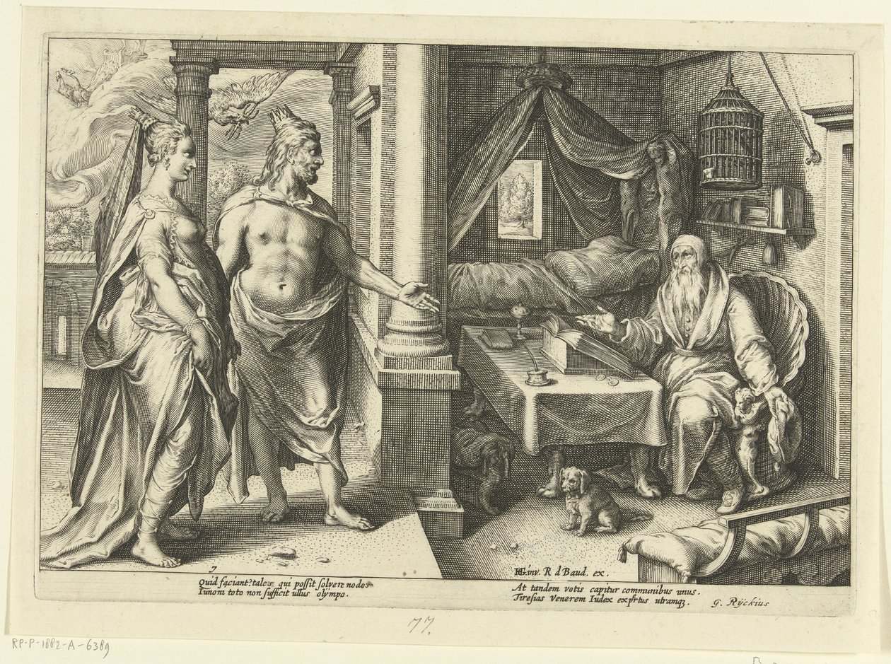 Junon et Jupiter consultent Tirésias - Hendrick Goltzius (workshop of)